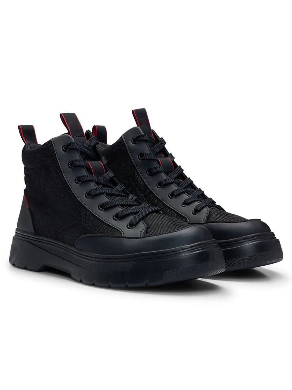 All-Black Red Accent Casual High-Tops