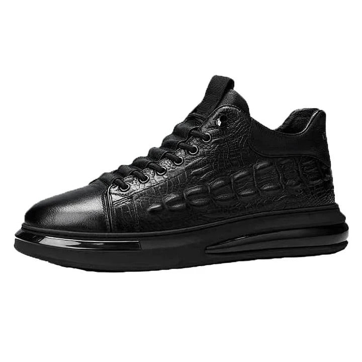 Men's Mid-High Top Casual Shoes | Crocodile-Embossed Design