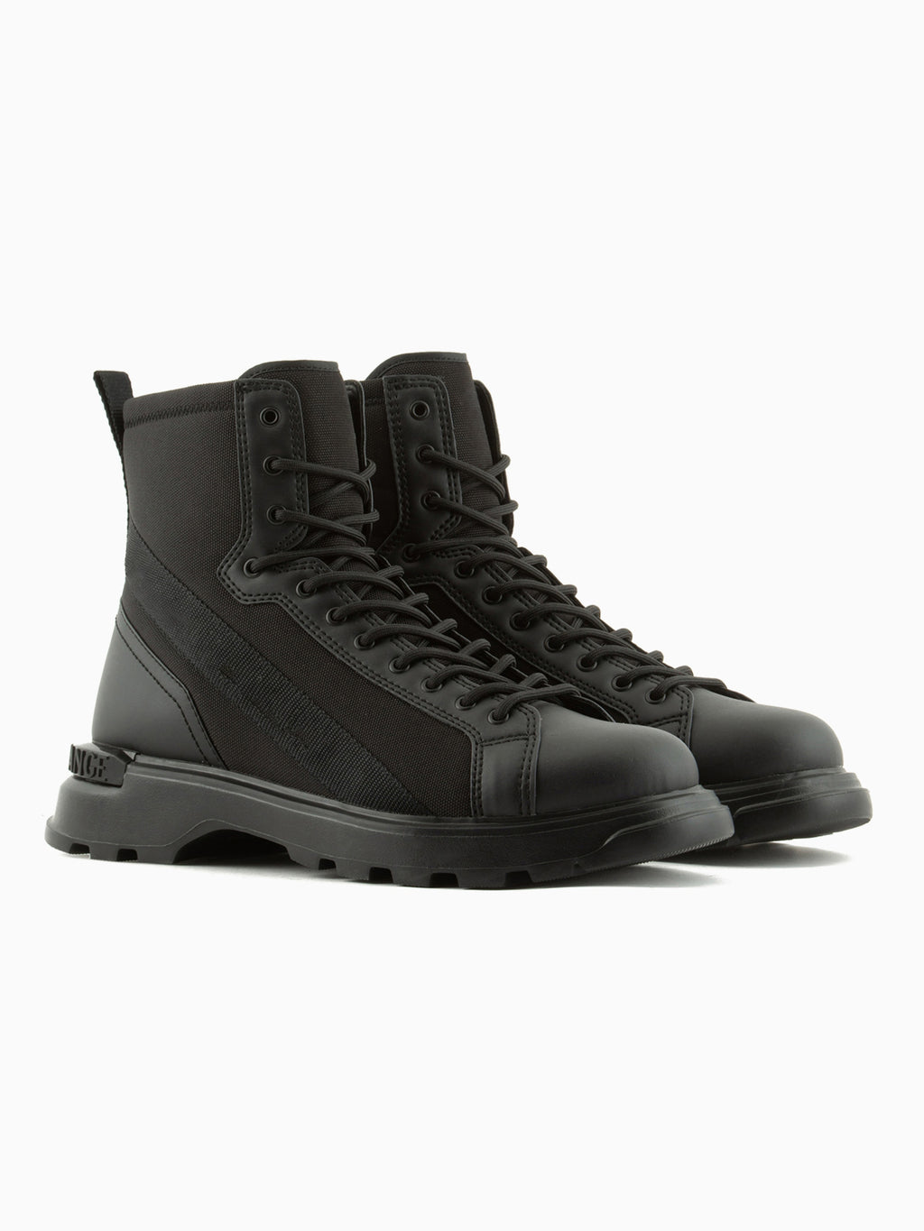 Black Tactical Canvas & Leather Combat Boots