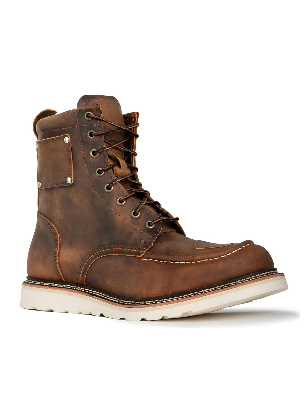 Distressed Leather Cap Toe Work Boots
