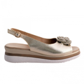 Ladies' Rhinestone Knot Slingback Wedge Sandals