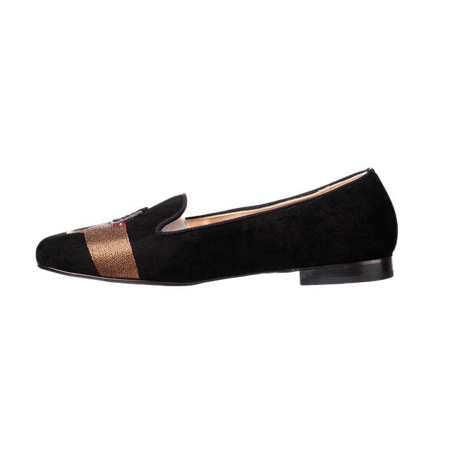 Ladies' Dachshund Embroidered Suede Loafers