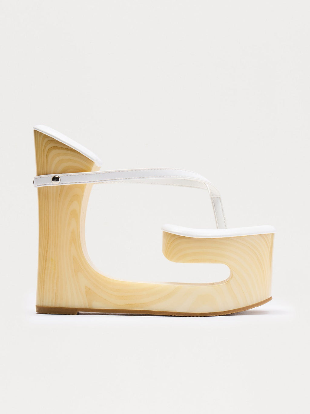 Avant-Garde Hollow Wood Grain Wedge Flip Flop Designer Platform Heel Sandals