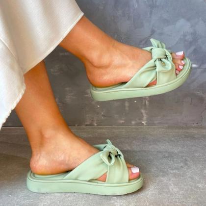 Ladies' Casual Soft-Sole Bow Decor Flat Mules