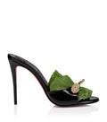 Women's Lettuce & Snail-Embellished Patent Leather Mule Heels