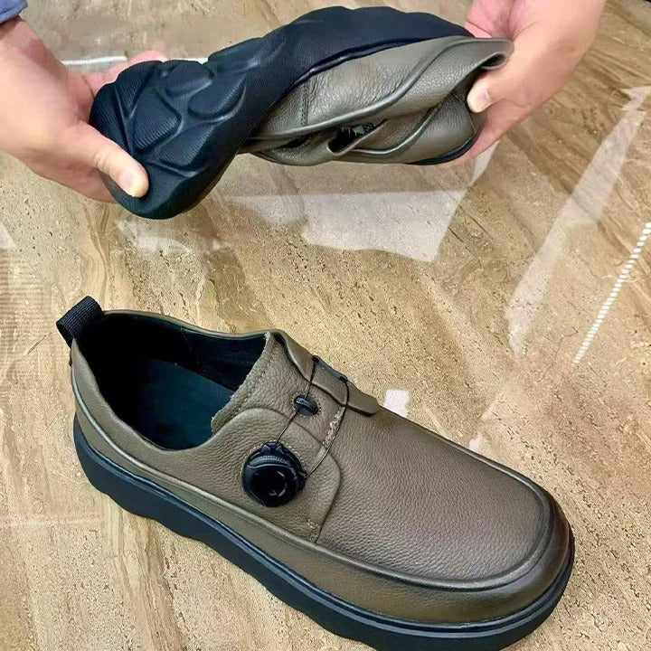 Men's Quick-Release Buckle Leather Loafers