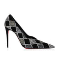 Ladies' Crystal Grid Red-Sole Pointed-Toe Pumps