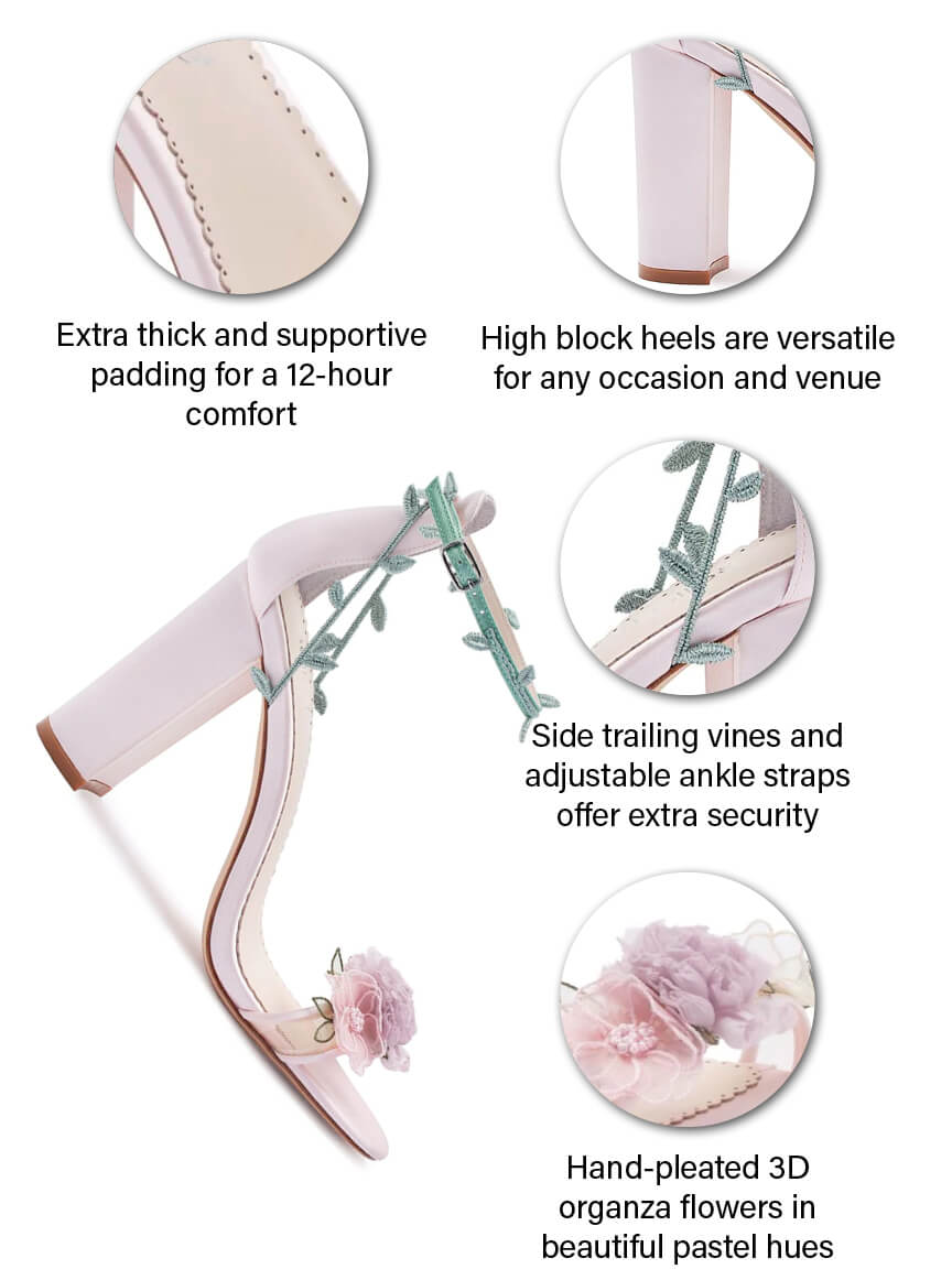 Women's Floral-Embellished Satin Block-Heel Sandals