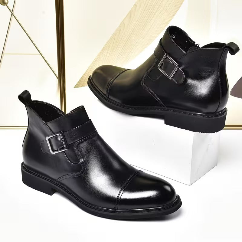 Hybrid Formal-Casual Buckle Boots