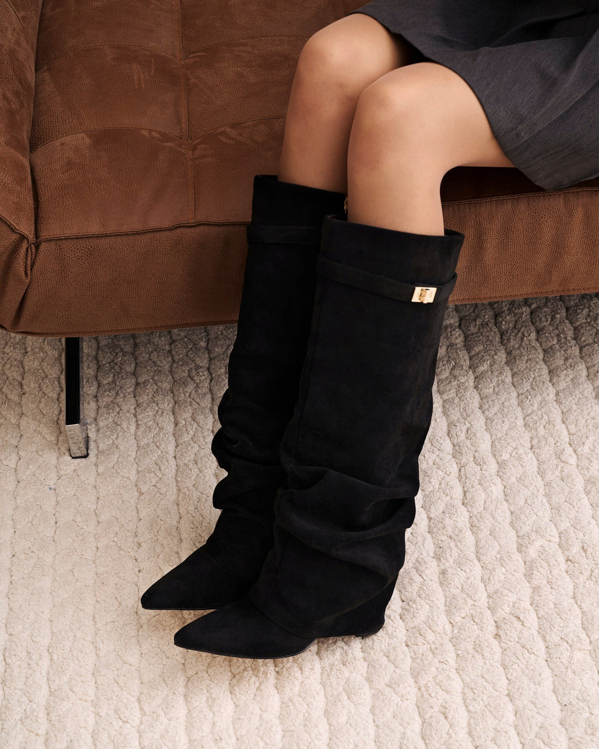 Ladies' Suede Slouchy Over-the-Knee Boots