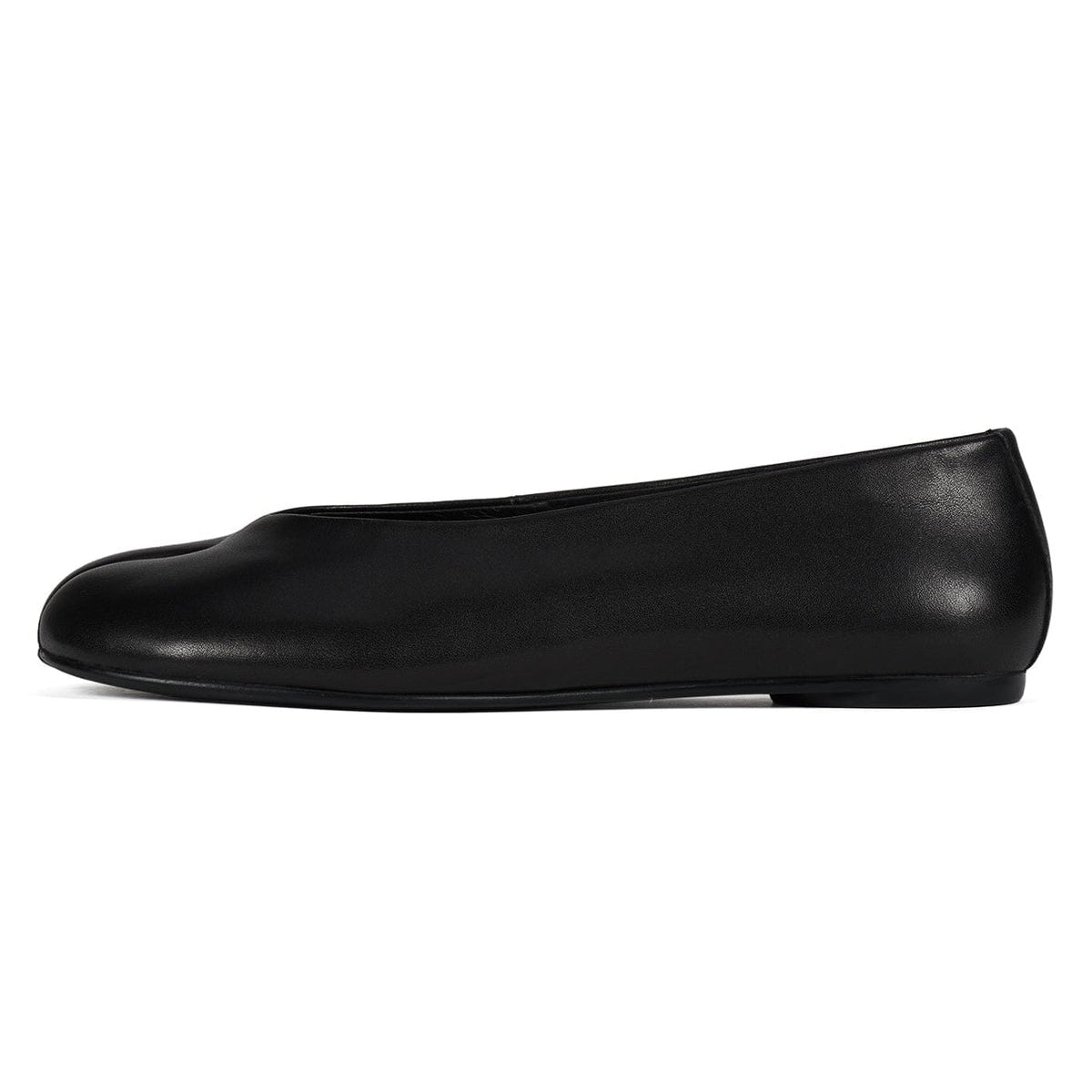 Women's Black Leather Split-Toe Ballet Flats