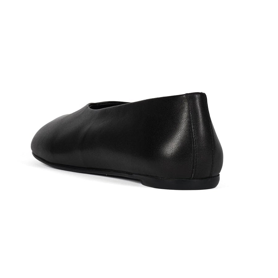 Women's Black Leather Split-Toe Ballet Flats