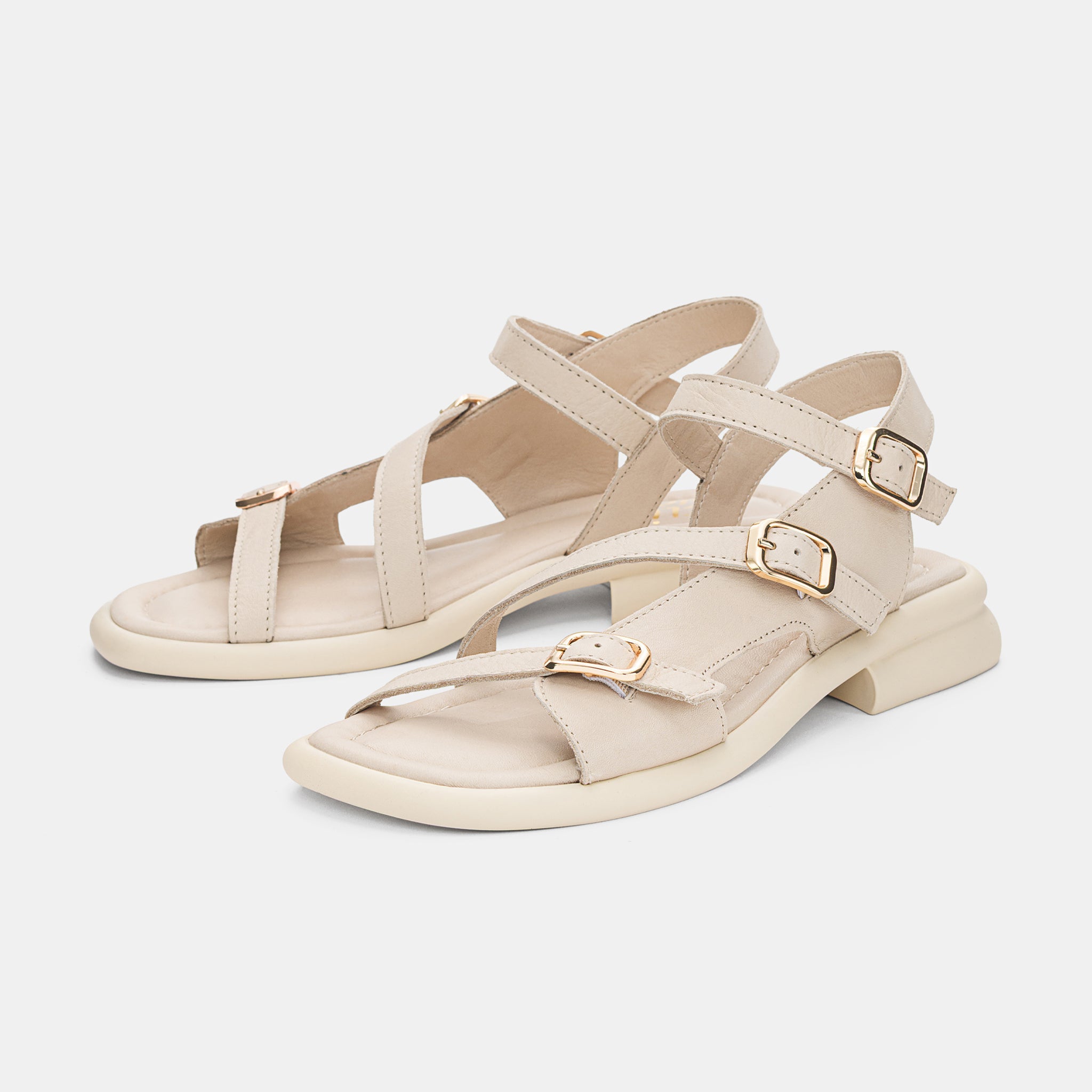Ladies' Genuine Leather Multi-Buckle Adjustable Sandals