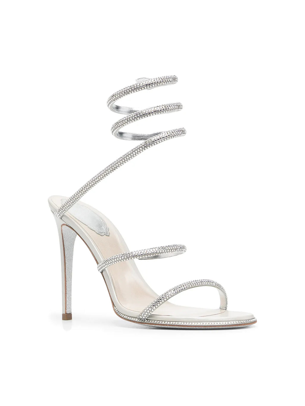 Snake Wrap Full Rhinestone Ankle Strap Stiletto Sandals