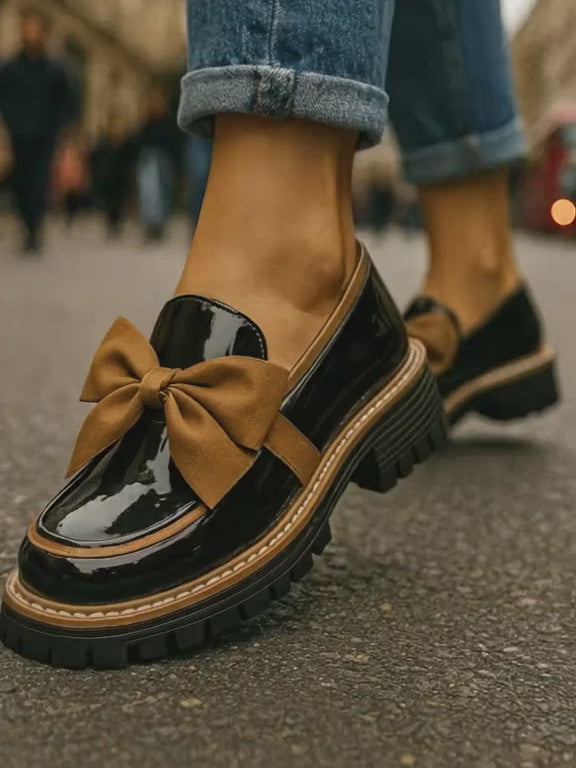 Ladies' Patent Bow Chunky Loafers