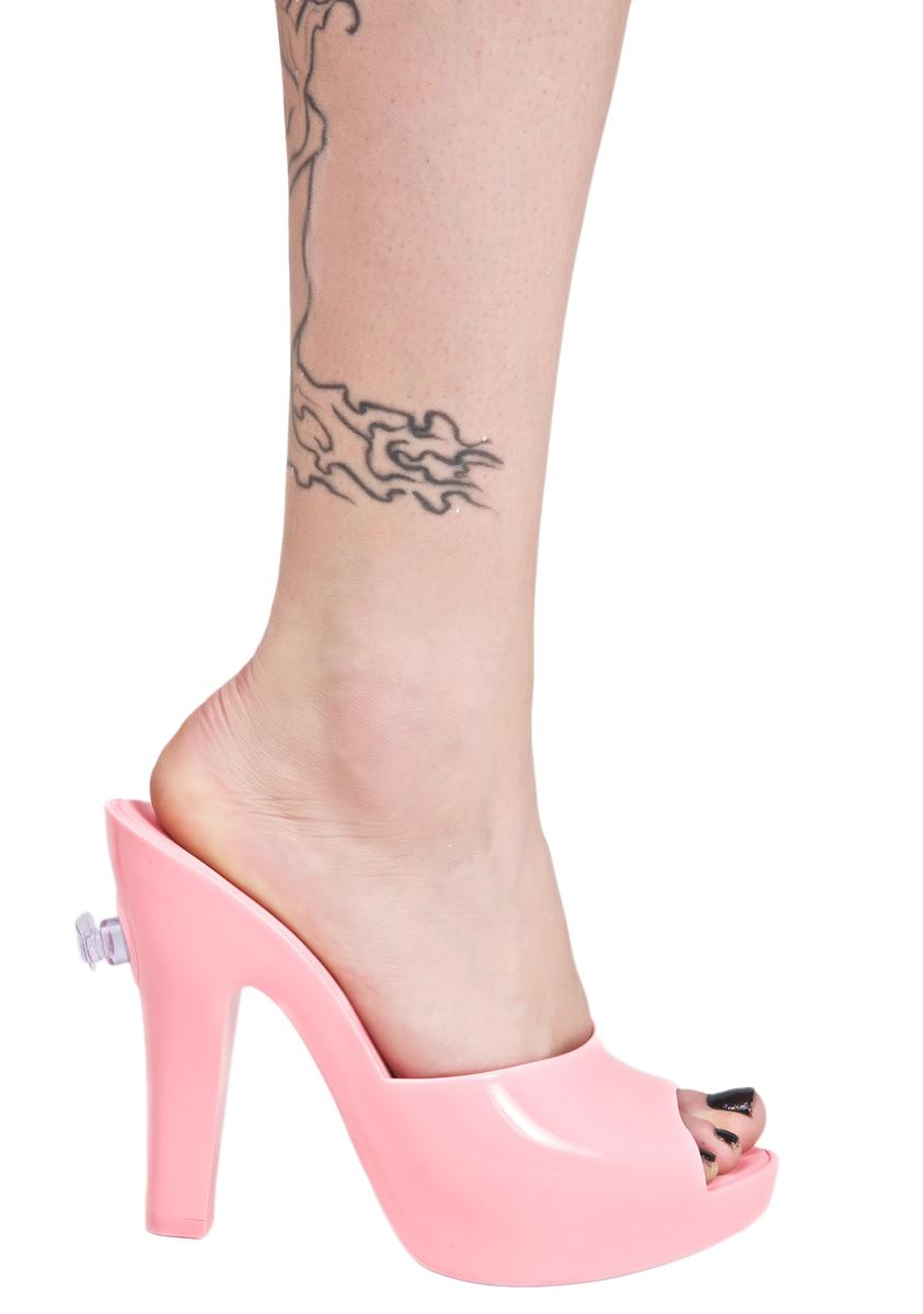 Women's Y2K Barbie Pink Platform Heel Mules