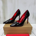 Black Patent Leather Pointed Toe Red Sole High Heels