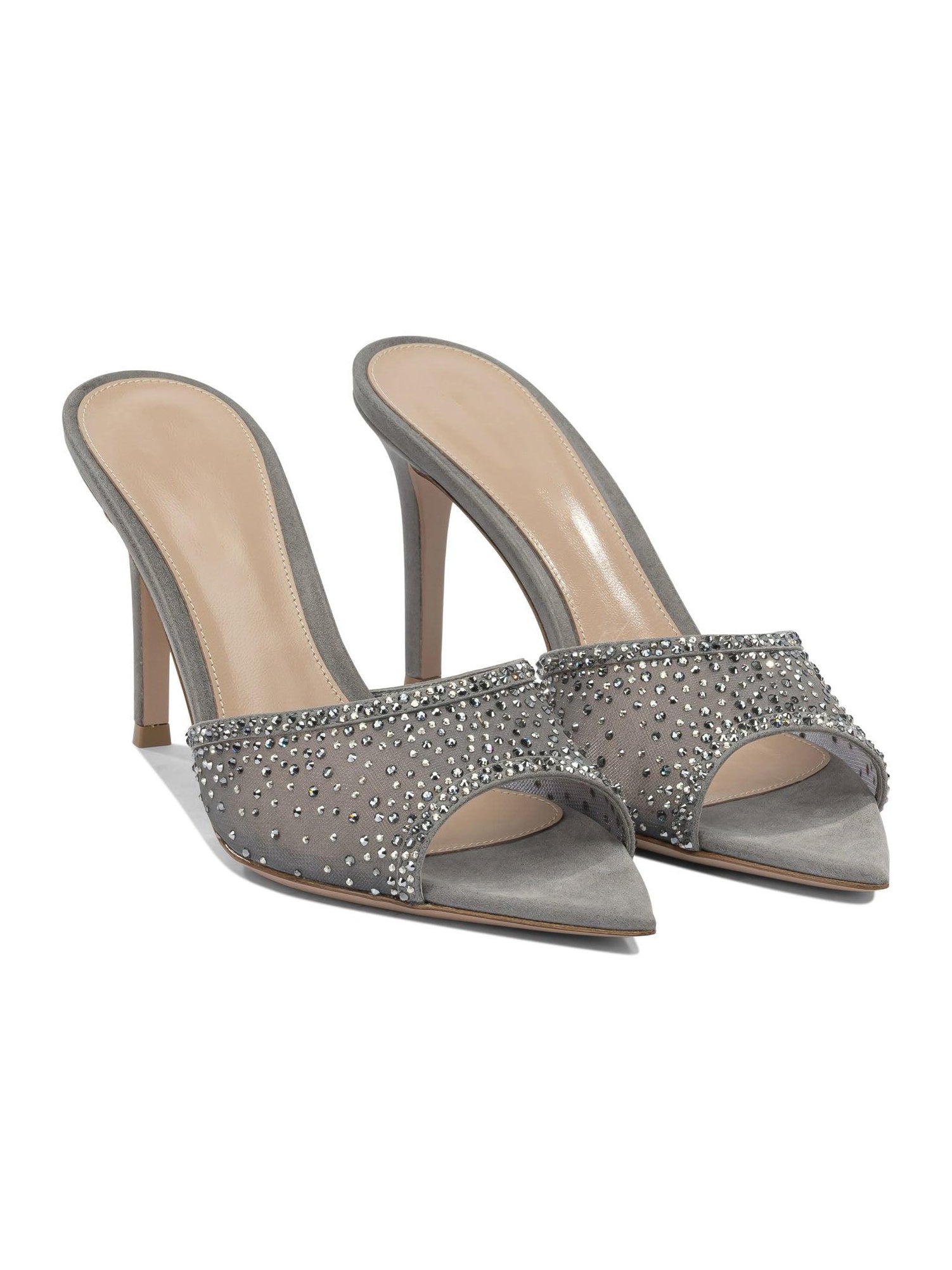 Ladies' Rhinestone Mesh Peep-Toe Mules