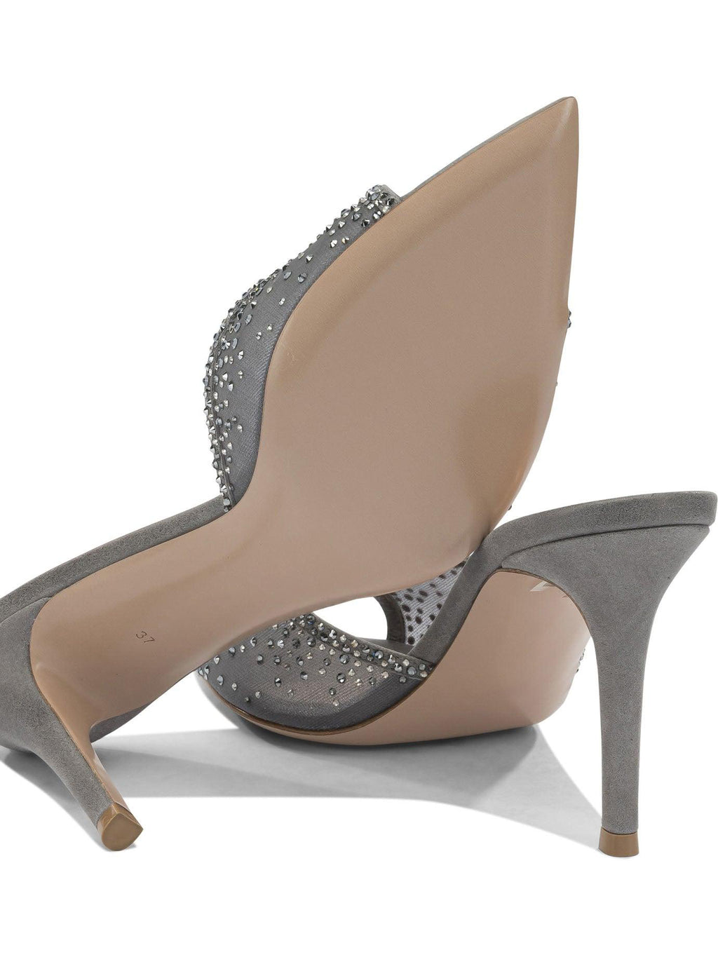 Ladies' Rhinestone Mesh Peep-Toe Mules