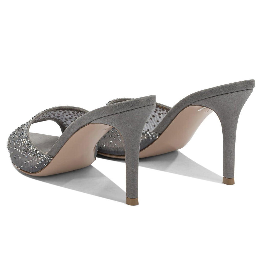 Ladies' Rhinestone Mesh Peep-Toe Mules