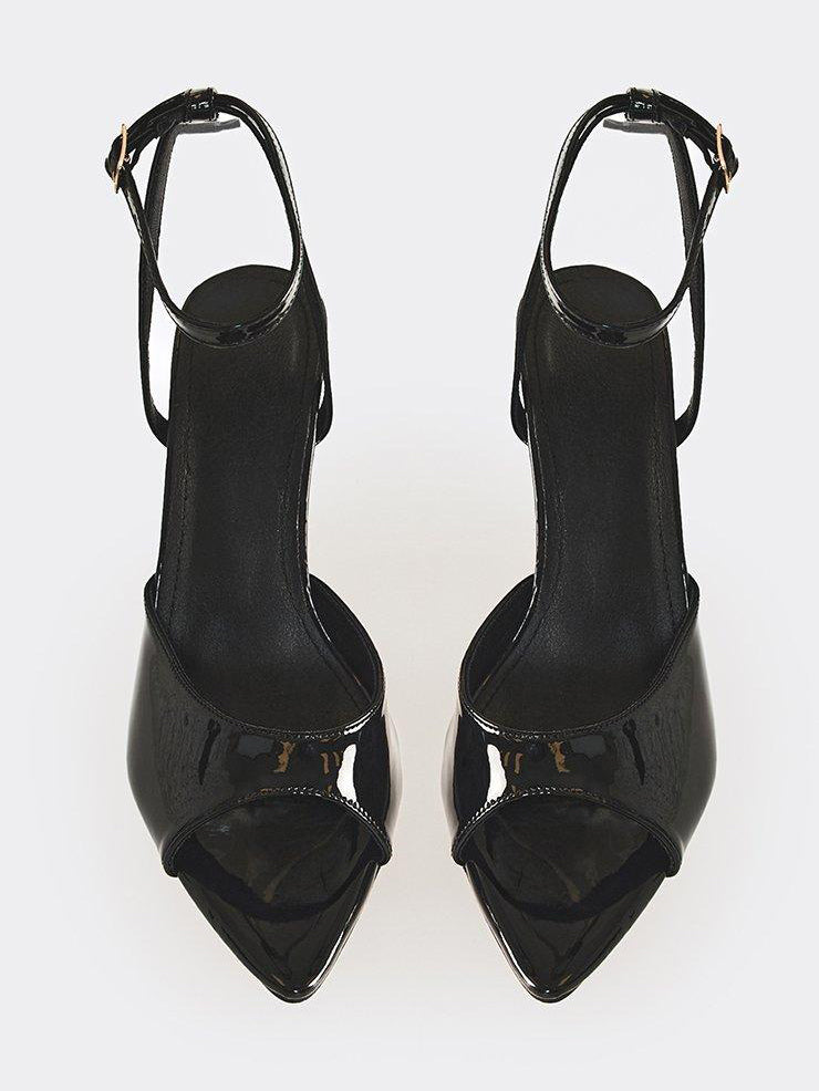 Ladies' Patent Leather Peep-Toe Ankle Strap Stiletto Heels
