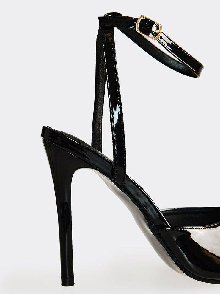 Ladies' Patent Leather Peep-Toe Ankle Strap Stiletto Heels