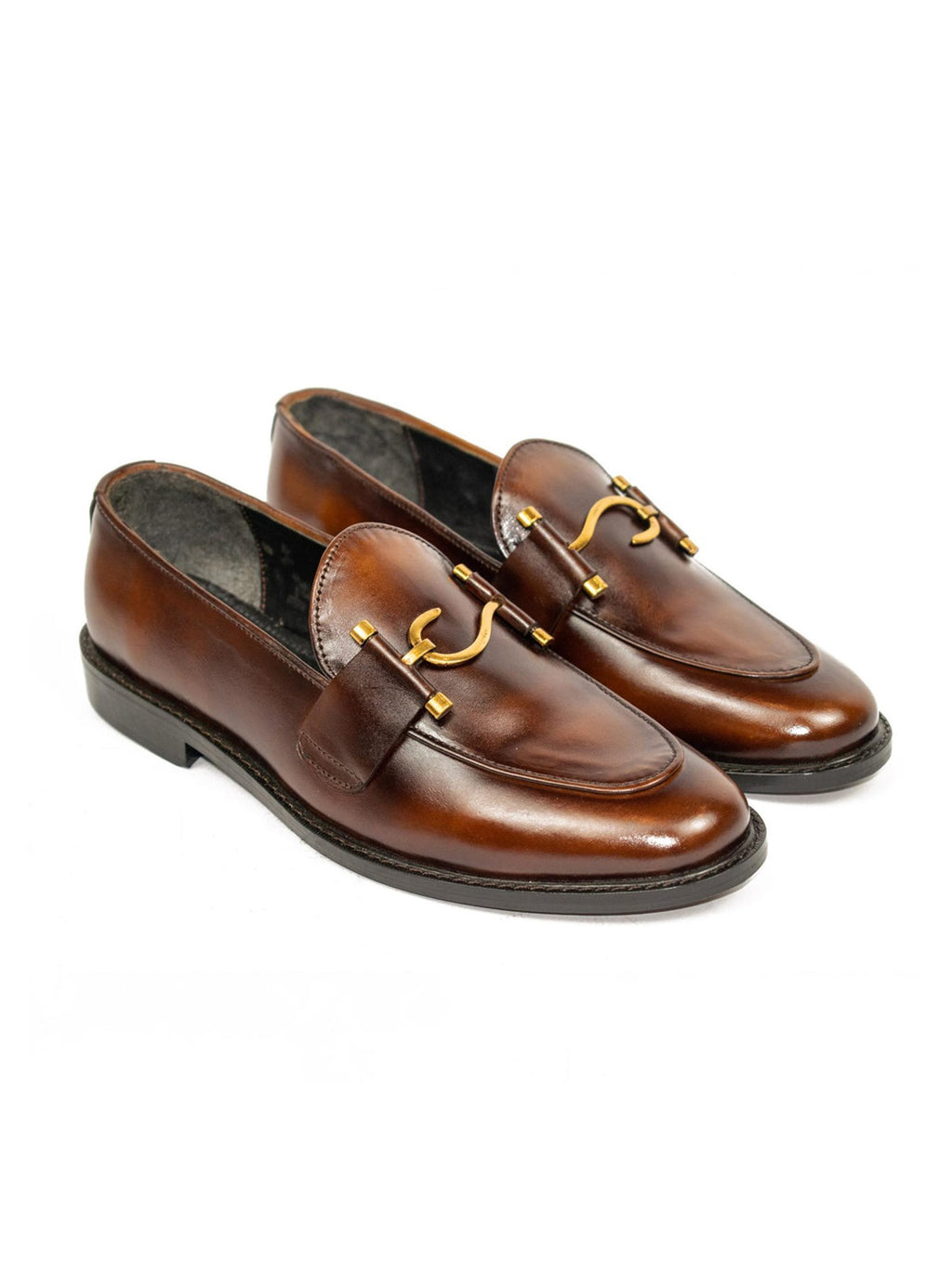 Curved Metal Bit Loafers