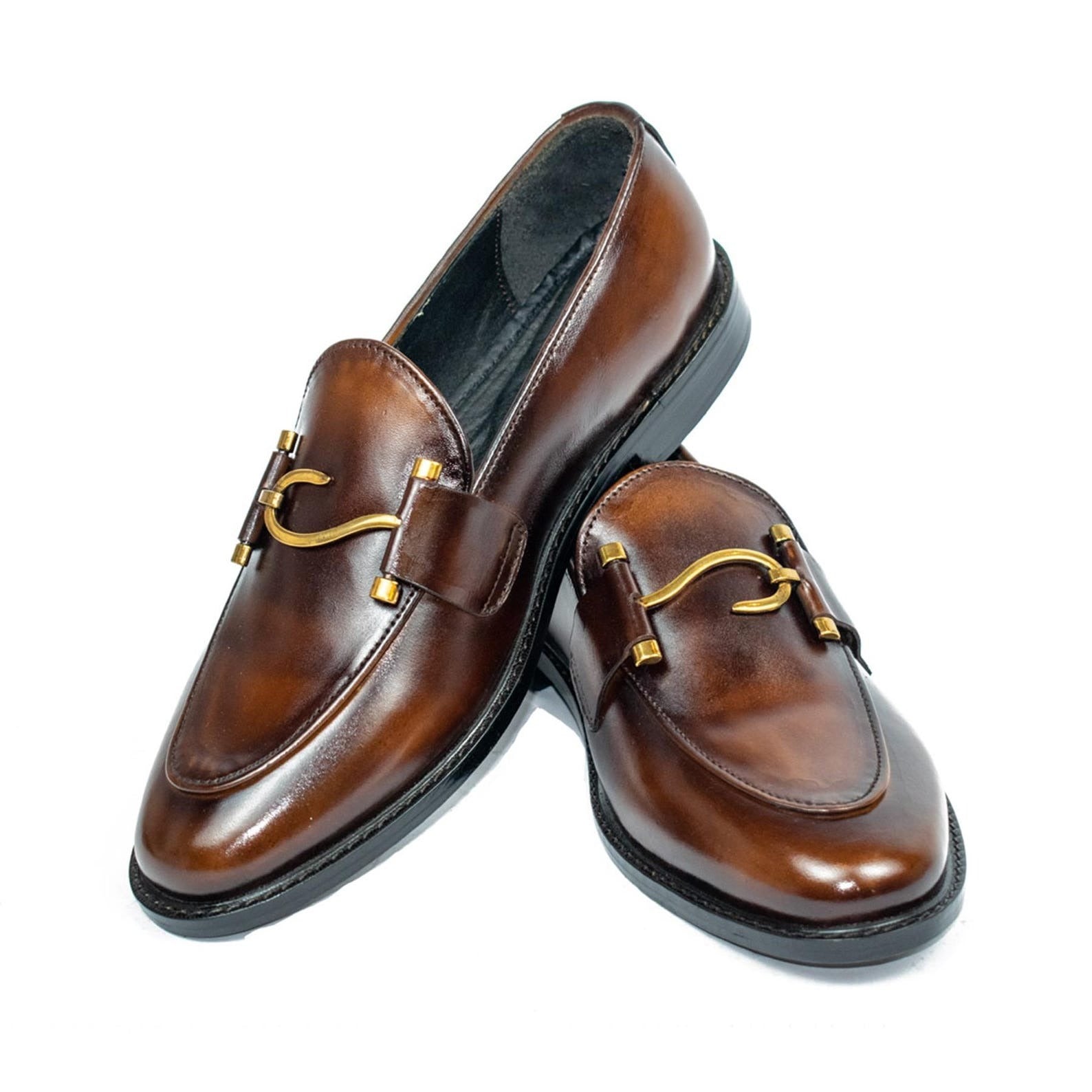 Curved Metal Bit Loafers