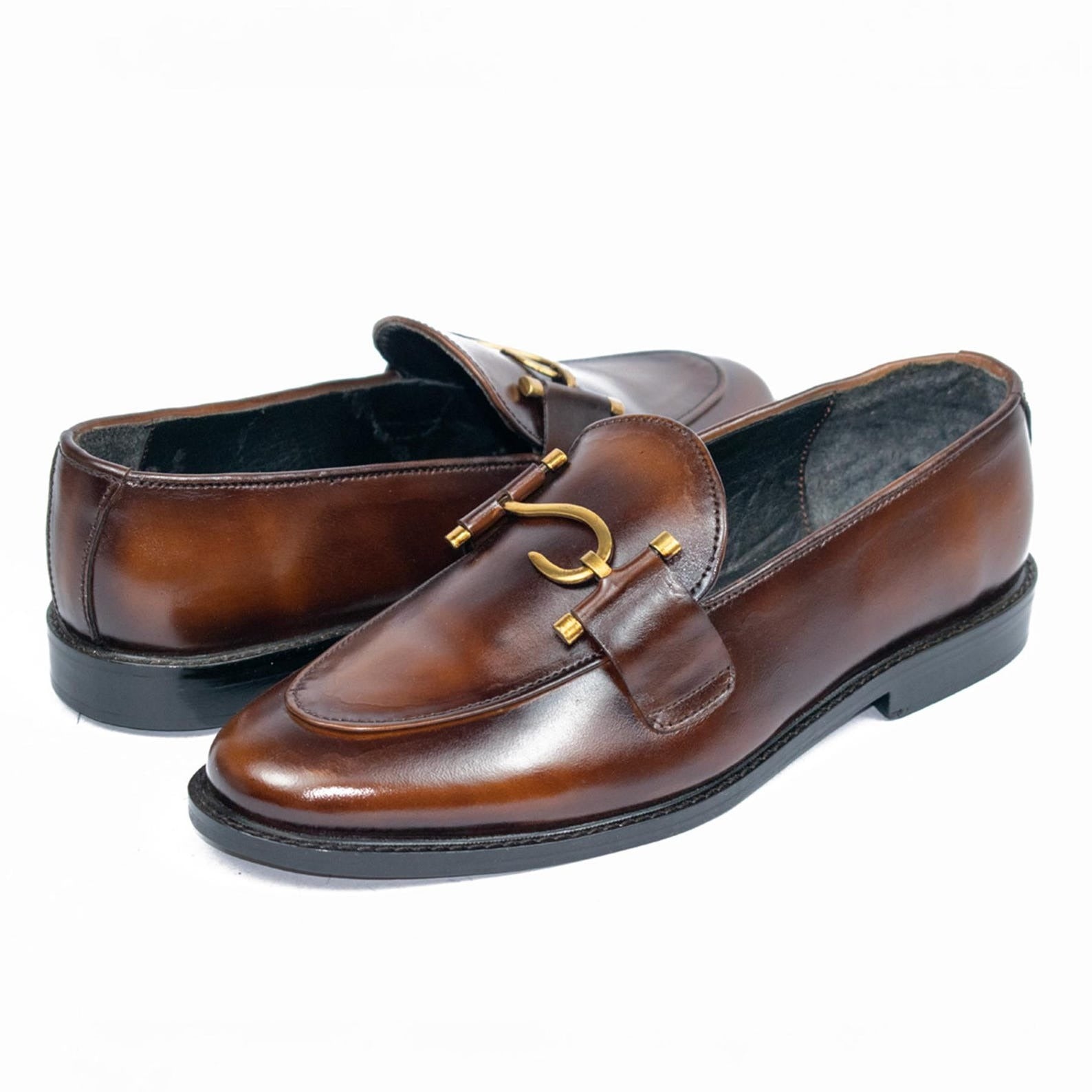 Curved Metal Bit Loafers