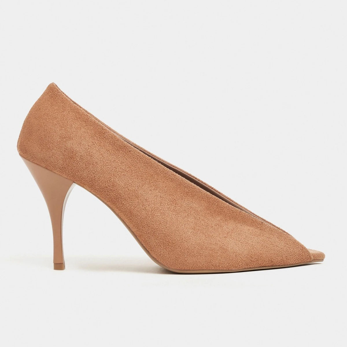 Ladies' Suede Peep-Toe V-Cut Stiletto Pumps