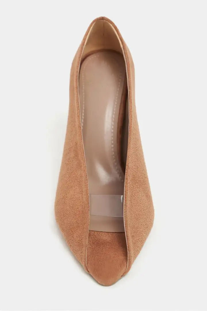 Ladies' Suede Peep-Toe V-Cut Stiletto Pumps