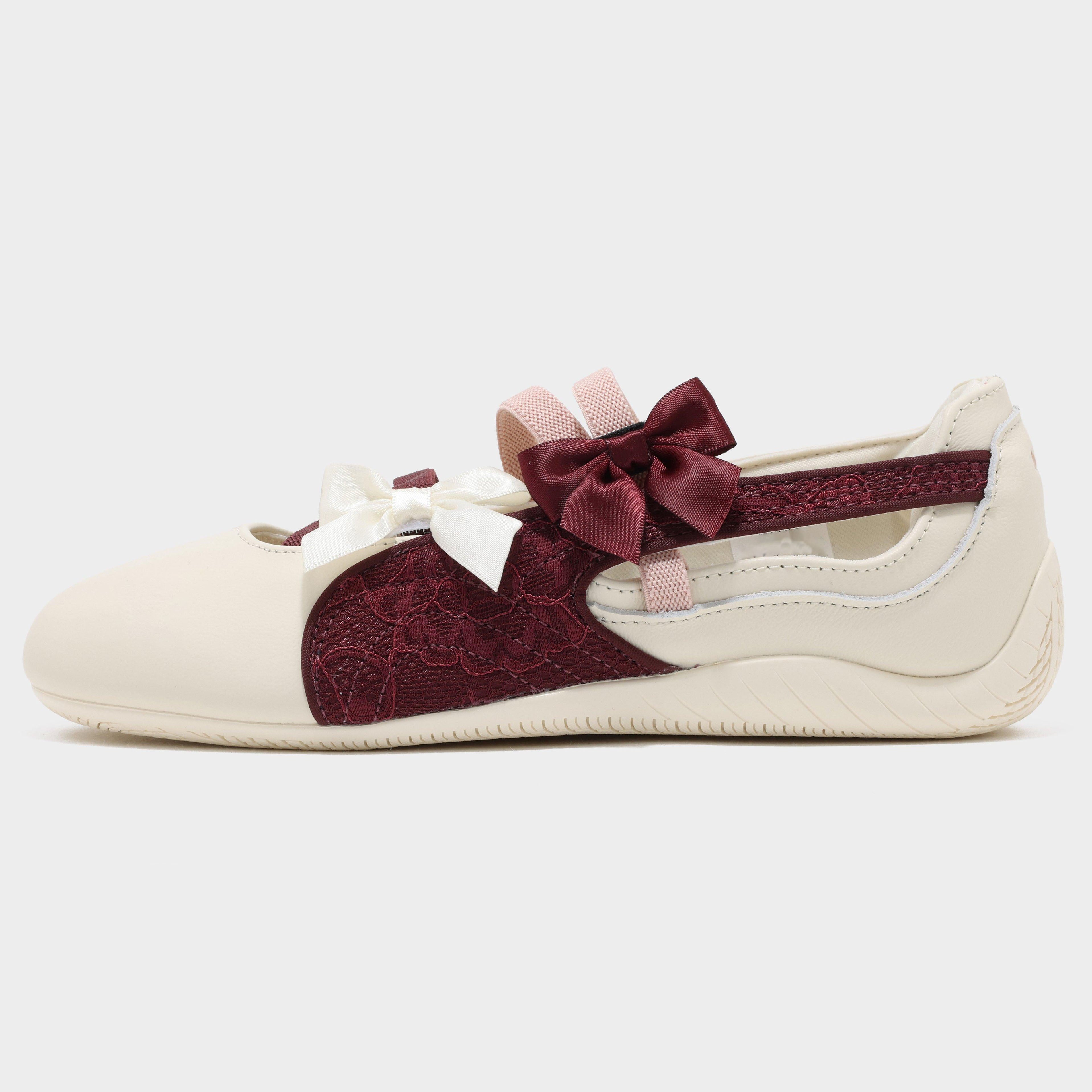 Ladies' Ballet-Inspired Bow & Lace Mary Jane Flats