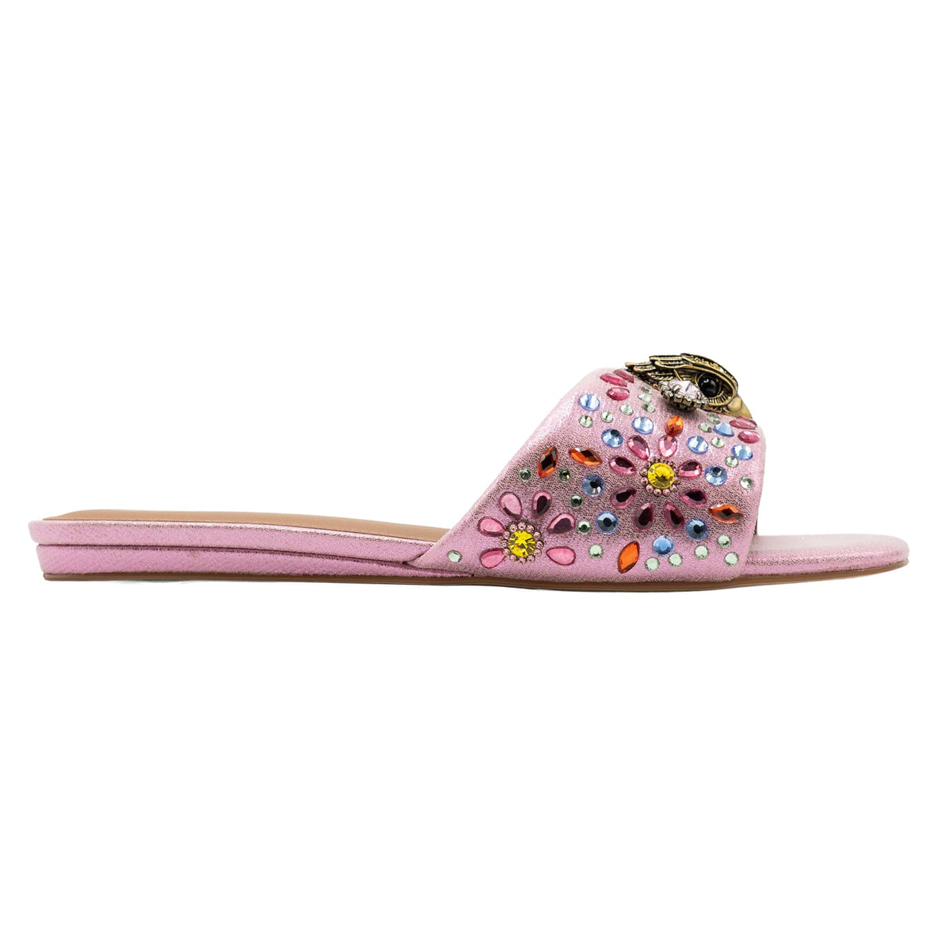 Ladies' Luxury Multi-Color Rhinestone Flat Mule Sandals