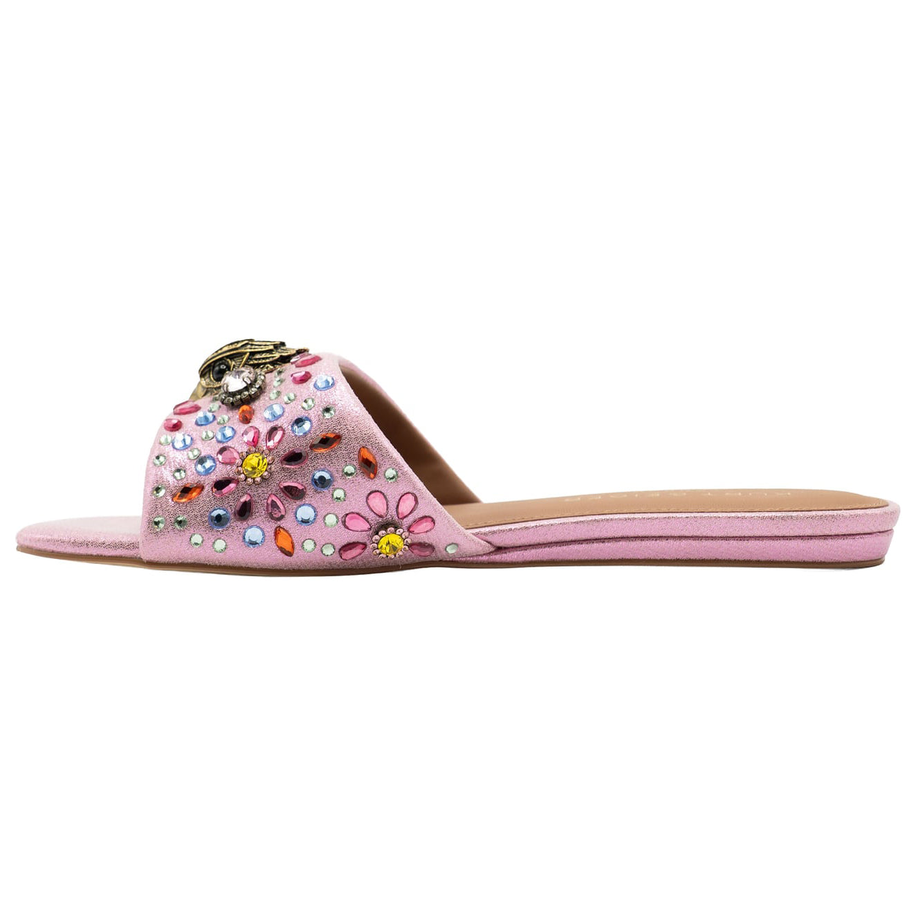 Ladies' Luxury Multi-Color Rhinestone Flat Mule Sandals