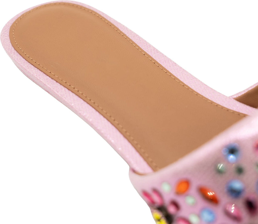 Ladies' Luxury Multi-Color Rhinestone Flat Mule Sandals