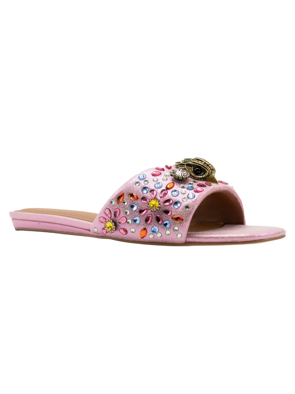 Ladies' Luxury Multi-Color Rhinestone Flat Mule Sandals