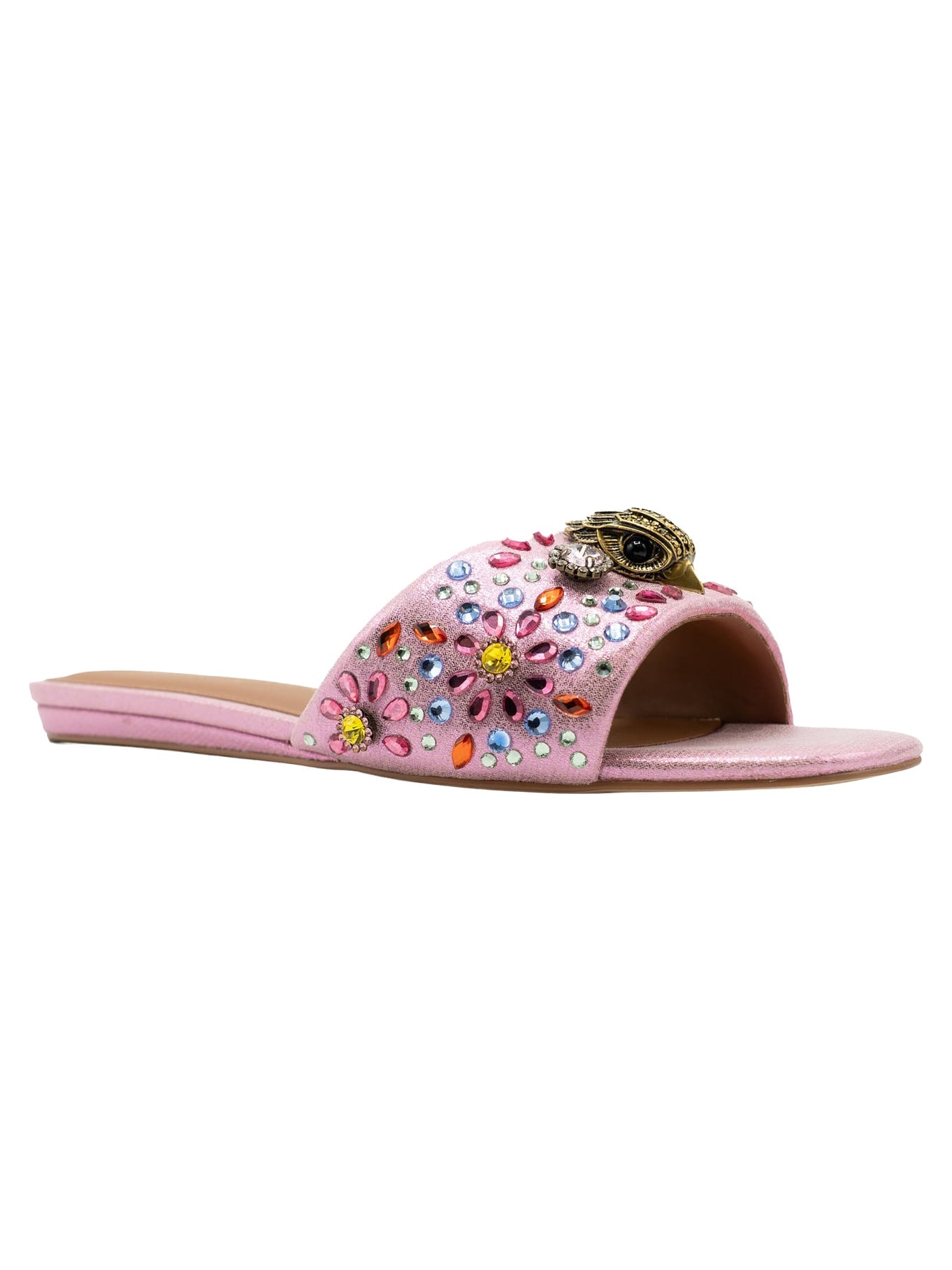 Ladies' Luxury Multi-Color Rhinestone Flat Mule Sandals