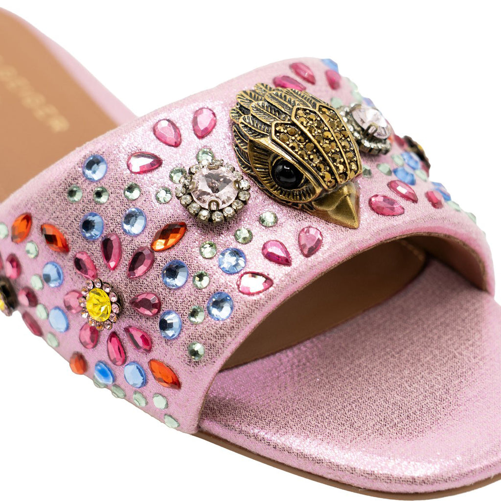 Ladies' Luxury Multi-Color Rhinestone Flat Mule Sandals