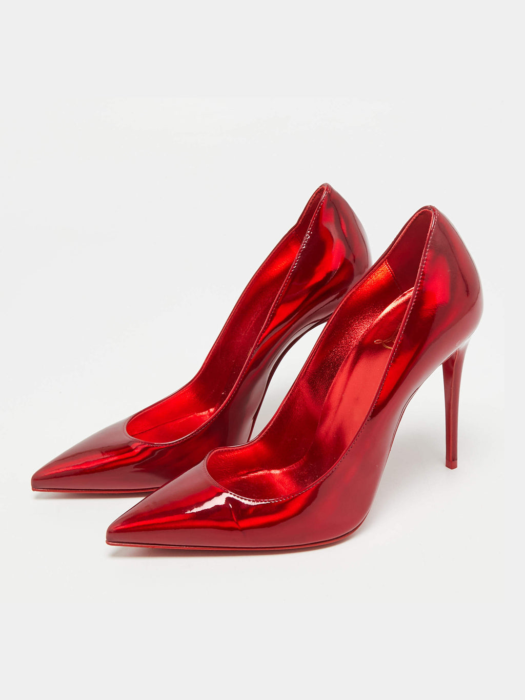 Ladies' Red Metallic Patent Stiletto Pumps