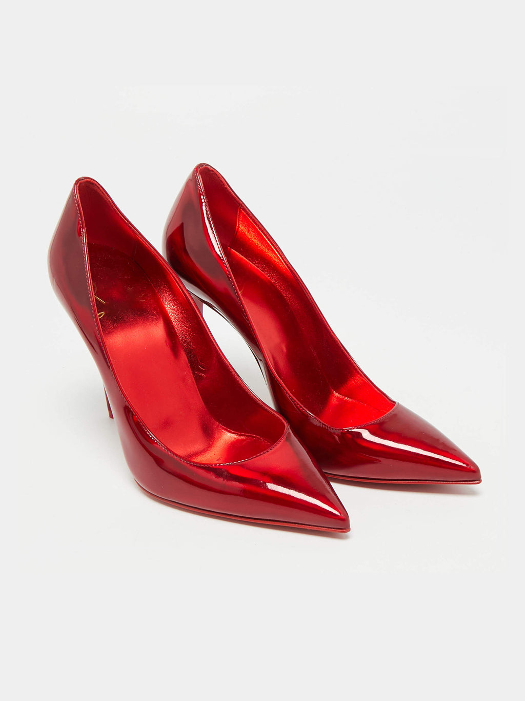 Ladies' Red Metallic Patent Stiletto Pumps