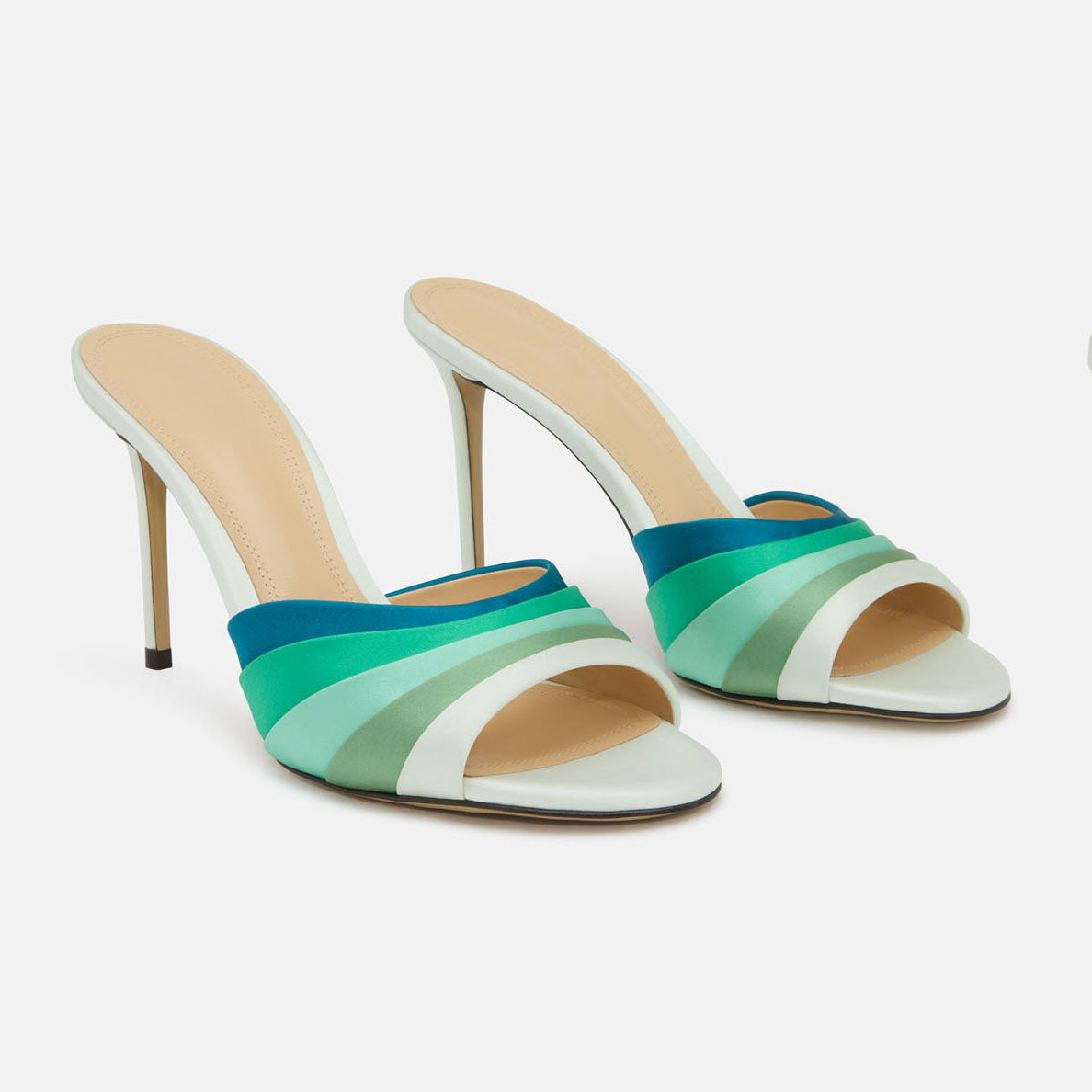 Ladies' Gradient Satin Stiletto Mule Sandals