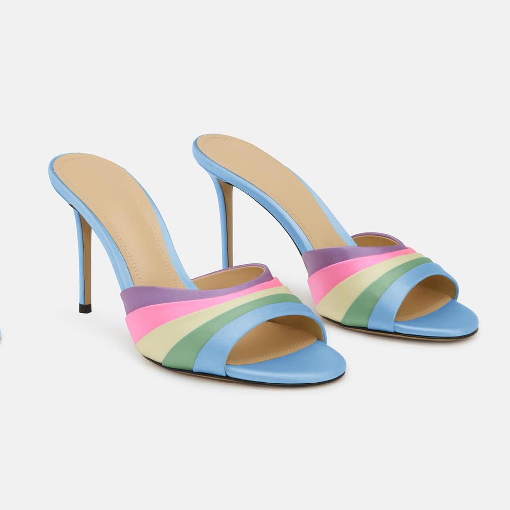 Ladies' Gradient Satin Stiletto Mule Sandals