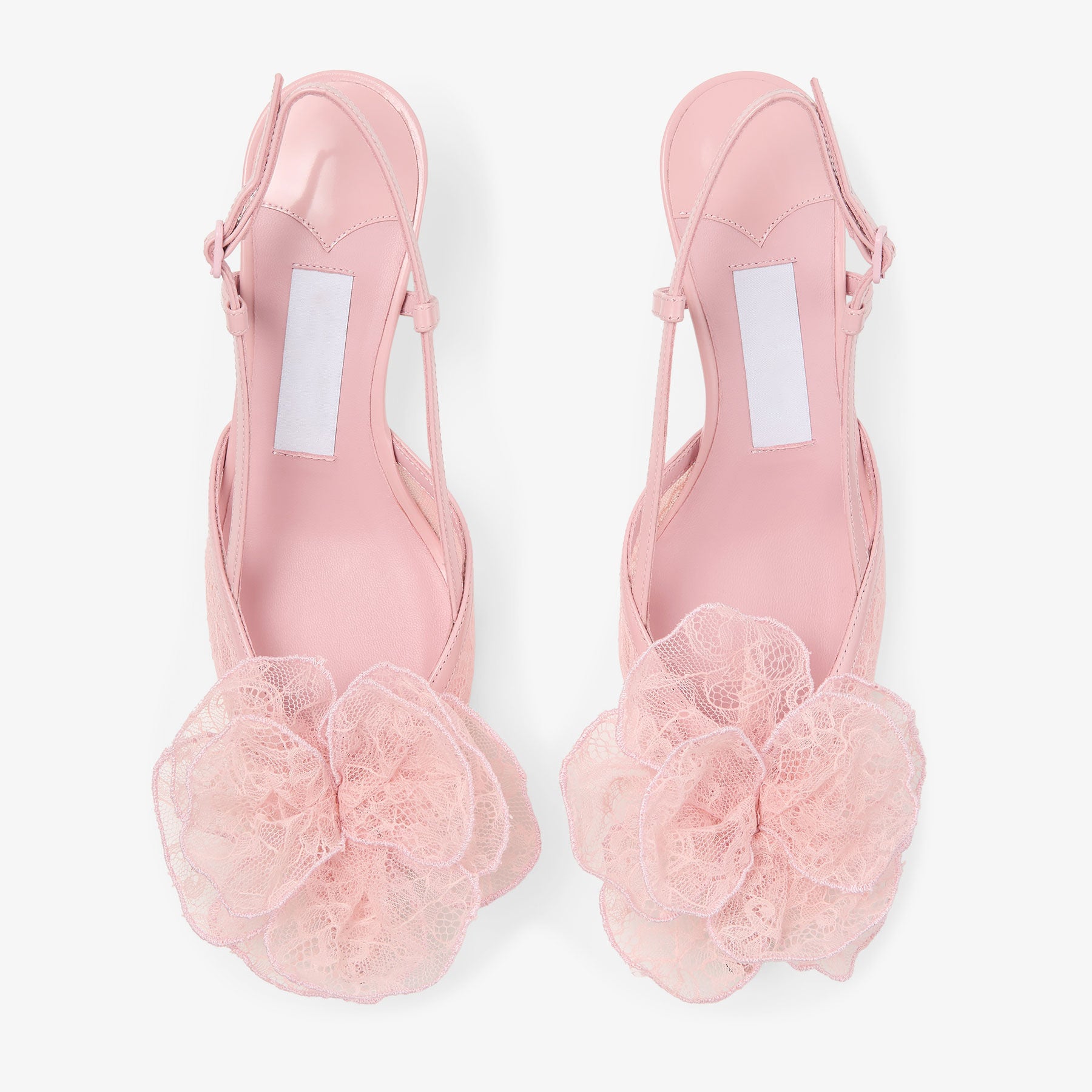Women's Pink Lace Flower Slingback Kitten Heels