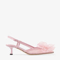 Women's Pink Lace Flower Slingback Kitten Heels