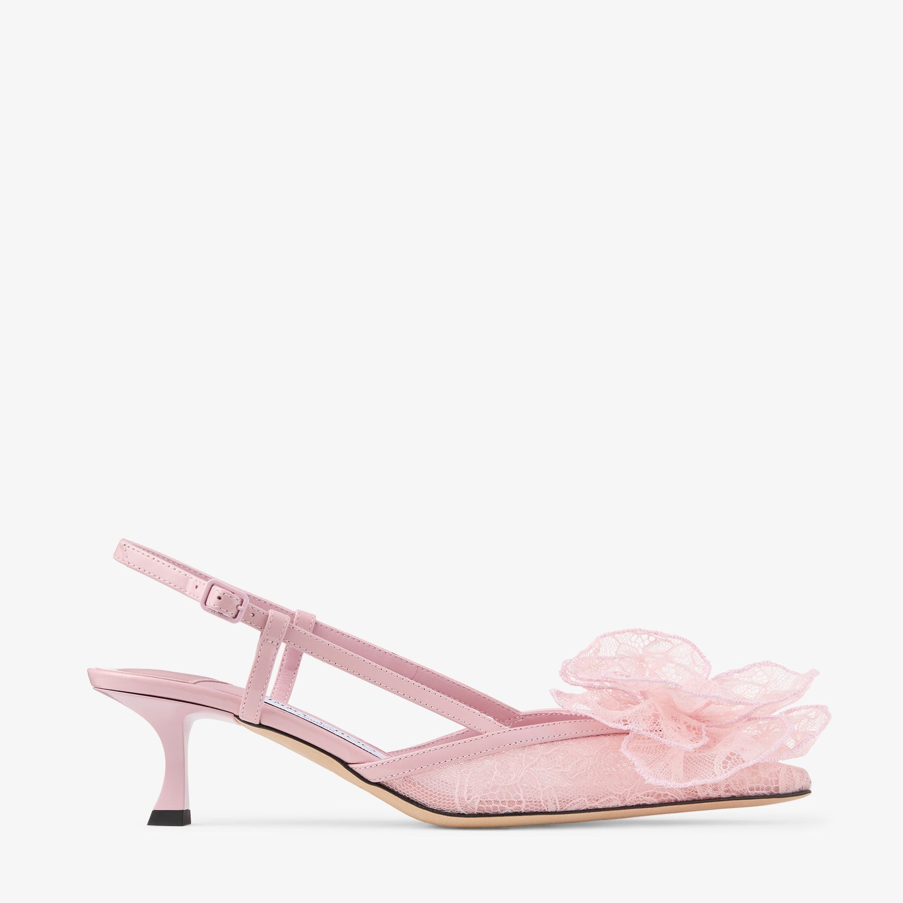 Women's Pink Lace Flower Slingback Kitten Heels
