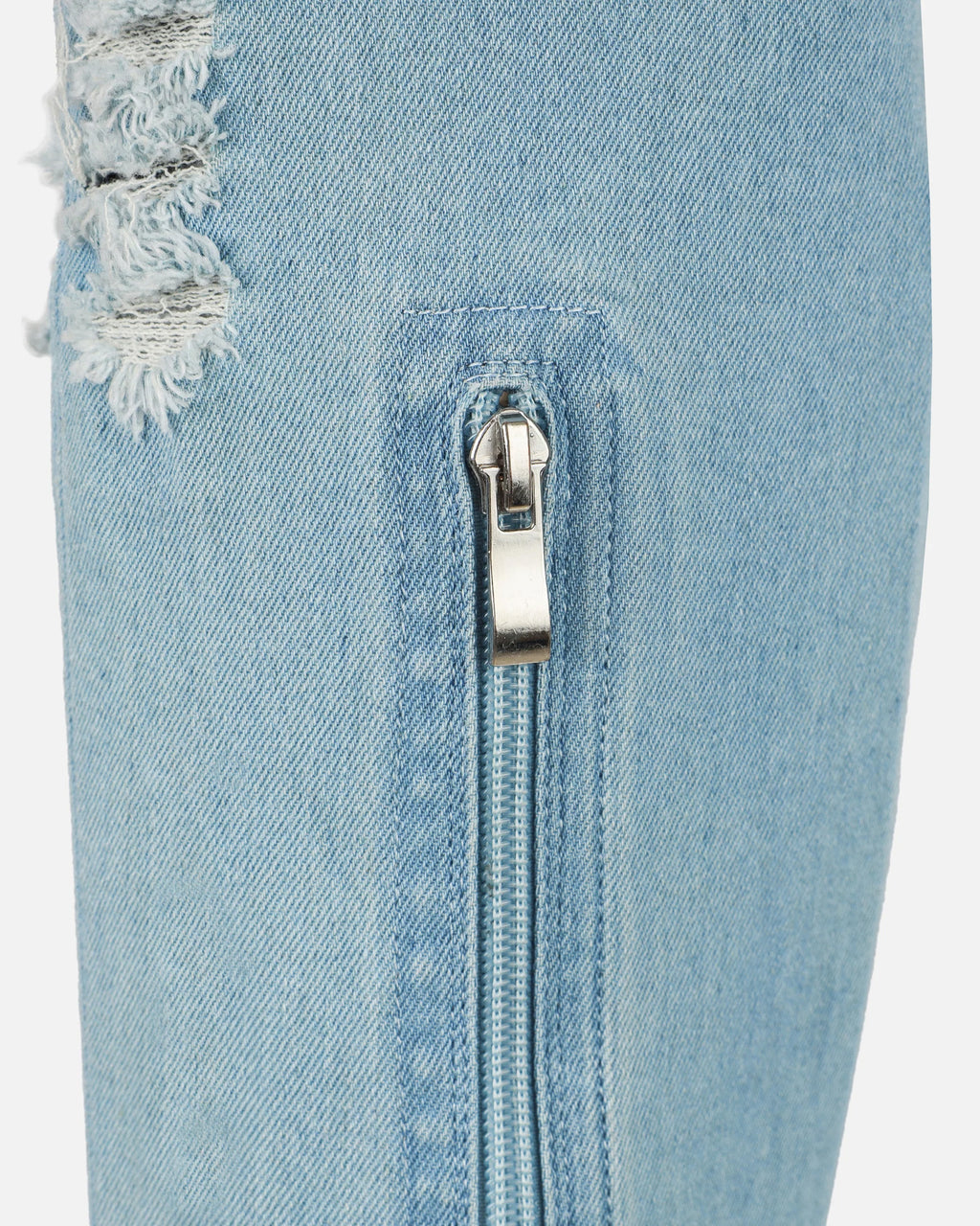 Frayed Edge Open-Toe Denim Ankle Boots
