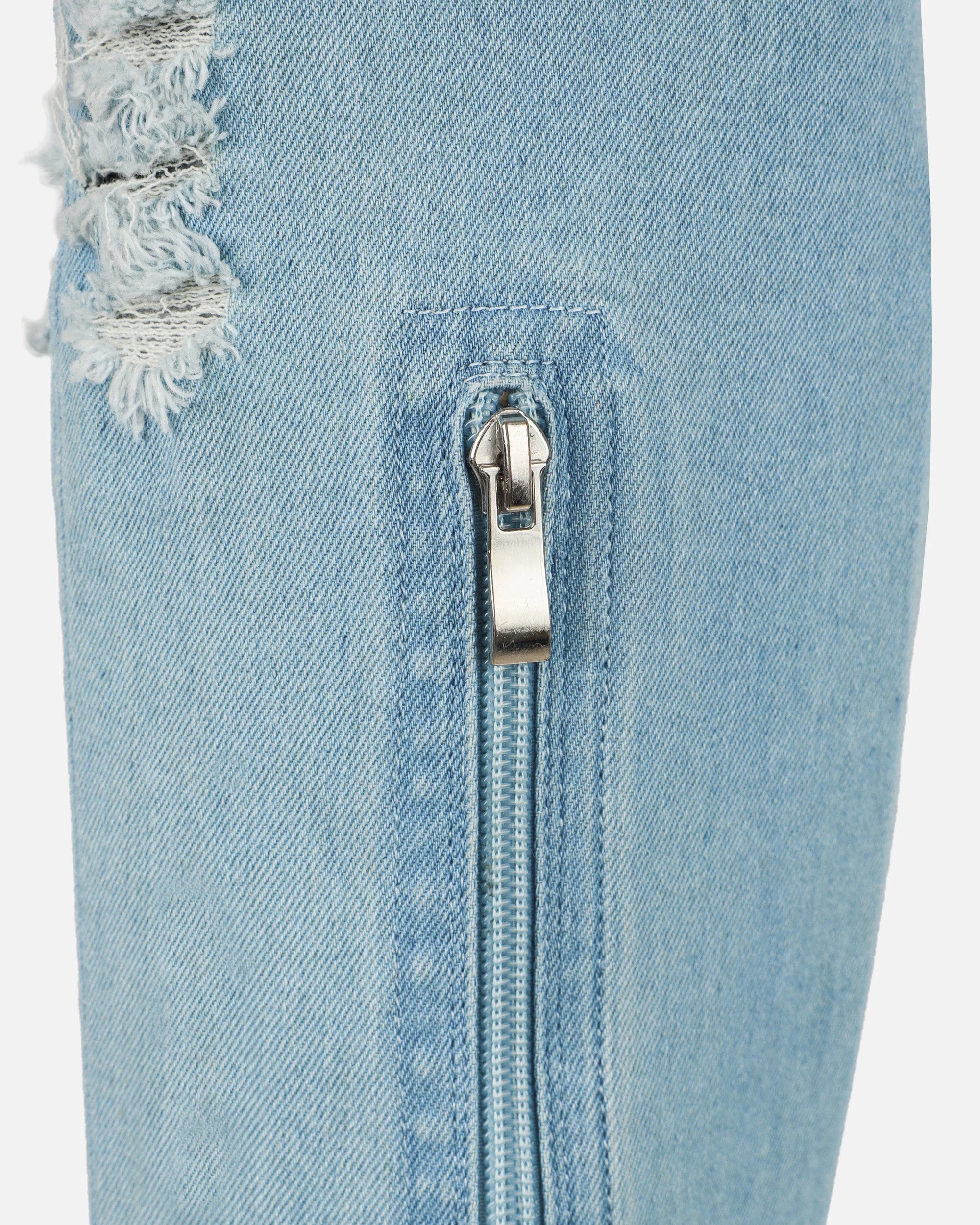 Frayed Edge Open-Toe Denim Ankle Boots