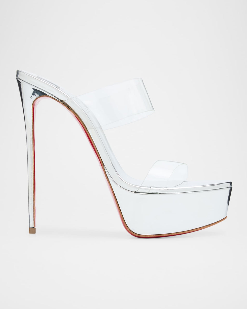 Ladies' Metallic Silver Platform Stiletto Sandals