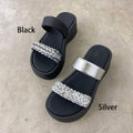 Ladies' Rhinestone Embellished Platform Slide Sandals