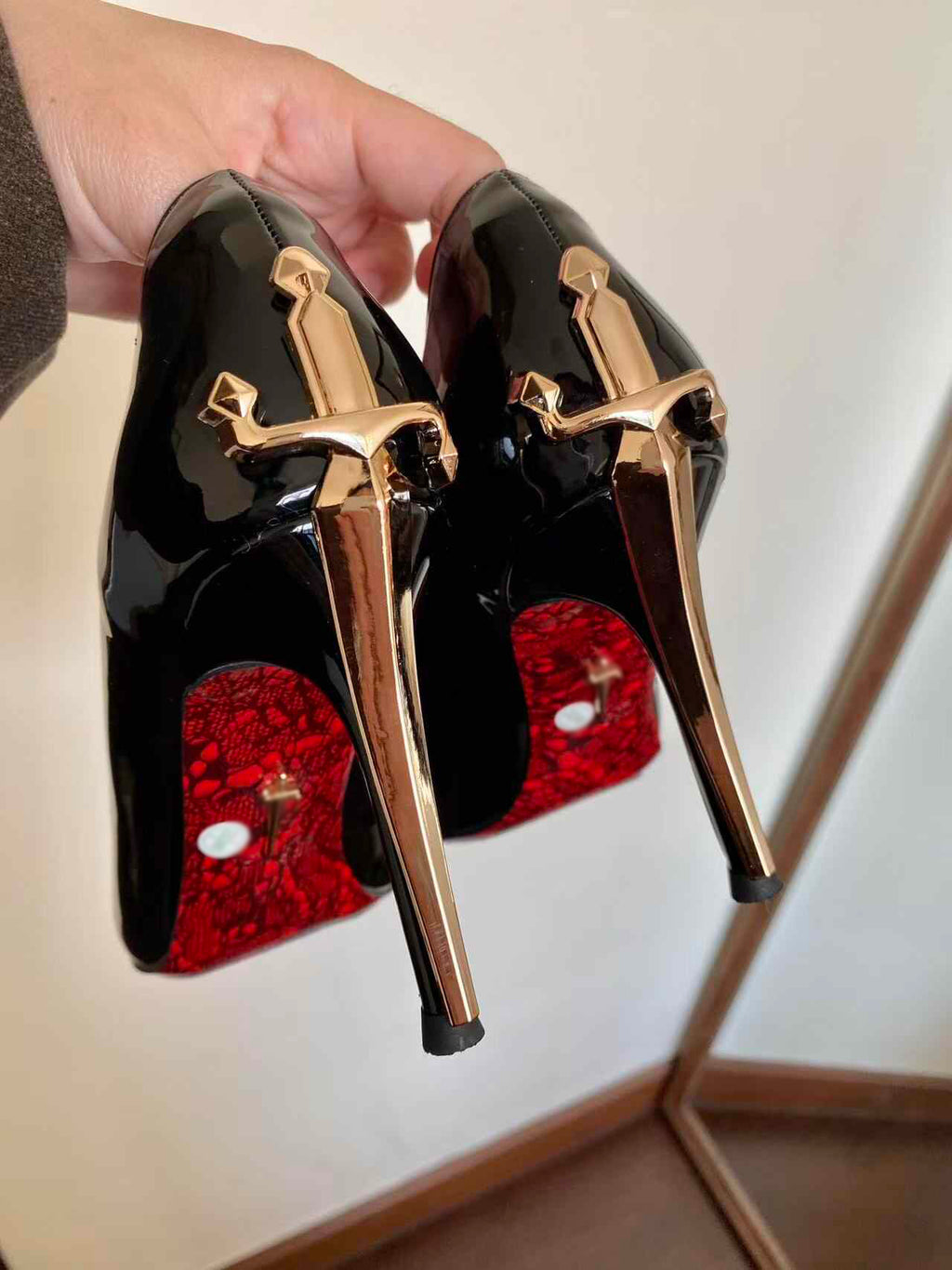 Ladies' Patent Leather Sword-Heel Stiletto Pumps